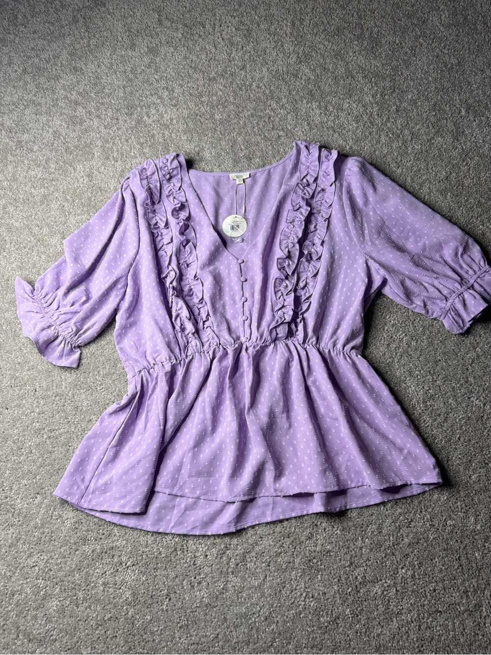 ODDY Lilac Ruffle Peplum Blouse
